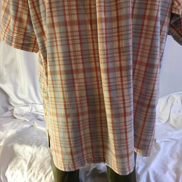 Exco Jeans Mens Vintage Orange Blue Plaid Button Down Shirt Short Sleeve Sz 2XL - Picture 13 of 16